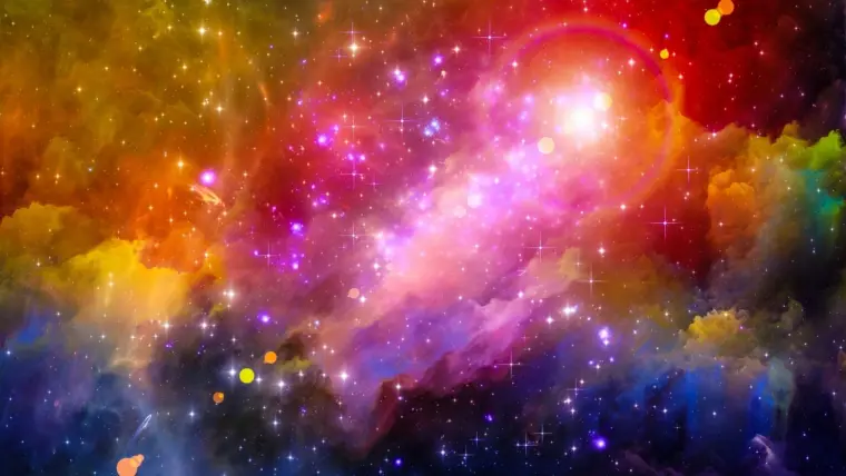 Colorful cosmic nebula with stars and light.